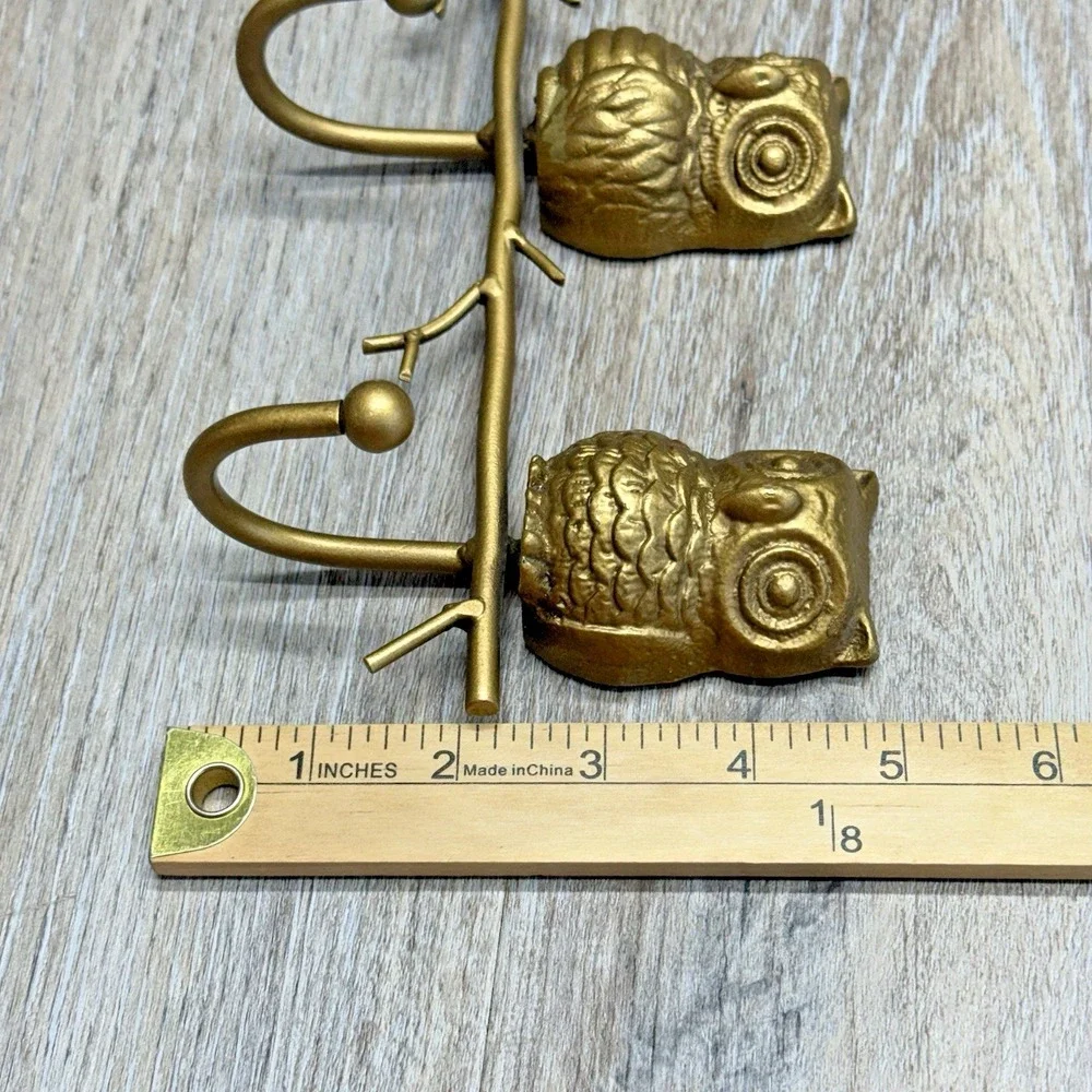 Cast Iron Owl Wall Hook Coat Hat Key Towel MCM Home Decor Gold Finish